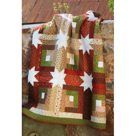 Log Cabin Hidden Stars pattern for a Jelly Roll